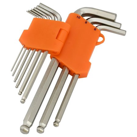 Dynamic 22Pcs SAE & Metric Ball End Long Hex Key Set, 3/64"-3/8" & 1.5mm-10mm D043212